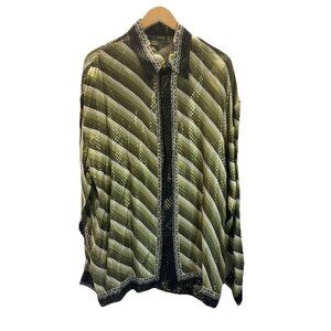 Alberto Celini Men's Metallic Silk Long Sleeve Button Front Shirt Size‎ XL Black